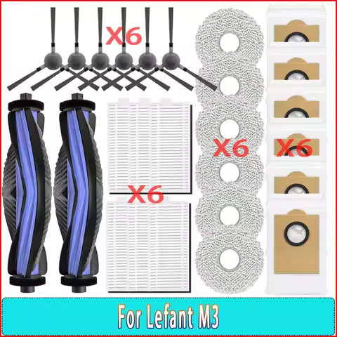 Compatible for Lefant M3 / M3 MAX / M3L Accessories Main Brush Filter Mop Cloth Dust Bag Replacement