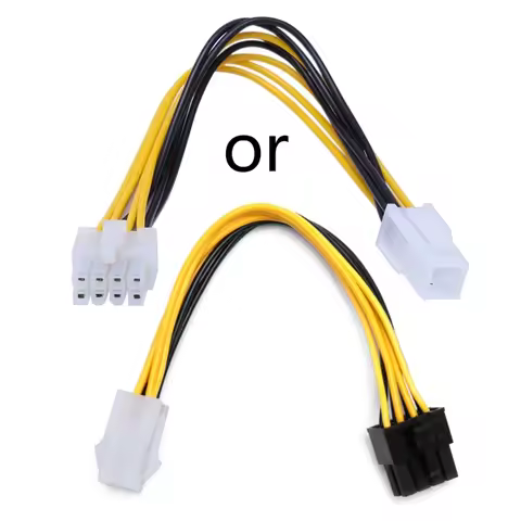 ATX 4-Pin Male To 8-Pin Female CPU Board Power Supply Converter Adapter Cable Yellow Black 20cm/7.87