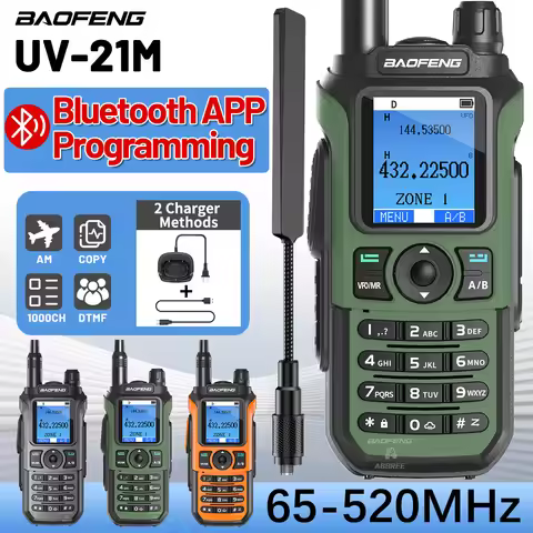 BAOFENG UV-21M Multi Band Walkie Talkie NOAA Bluetooth App Programming 1000CH Type-C AM for UV-32 UV