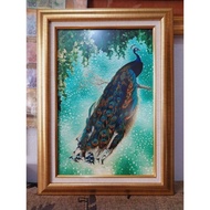 Lucky Peacock Photo Frame 2-Layer Canvas Picture 12x18 Inches