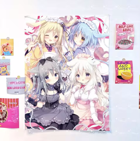 Peach Bean Artist 2D galgame dormitory bedroom decoration tapestry fabric indoor hanging fabric