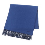 愛馬仕 Recto Verso 100% 羊絨圍巾，品相極佳，飾有 Marine/Océan 標誌刺繡和流蘇。英國製造。附原廠盒裝。