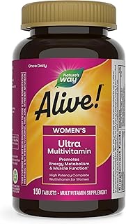 Natures Way Alive! Women's Ultra Potency Complete Multivitamin, High Potency B-vitamins, 150 Tablets