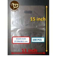 Transparent Plastic Bag 11x15 inch Small Item Gift Packaging Handle with Hole Plastic Bag Thank You 