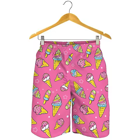 Cartoon Ice Cream Beach Shorts Mens Womens 3d Print Quick Dry Sports Surf Board Shorts Kids Fun Shor
