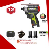 Worx WU132 12V Brushless Impact Driver 120Nm Mini Size Drill Battery Power Tools 0.9Kg 3 Speed Mode