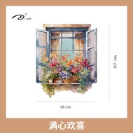 ติดตั้งหน้าต่างปลอมบนผนังสไตล์ฝรั่งเศส ติดตั้งง่าย ติดตั้งได้หลายครั้ง ตกแต่งห้องนอน ห้องนั่งเล่น ตก