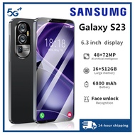 โทรศัพท์มือถือ SANSUMG Galaxy S23 5G smartphone 6.3นิ้ว（แรม16GB รอม512GB）โทรศัพท์ถูกๆ Mobile phone โทรศัพท์เล่นเกม กล้อง HD รองรับ2ซิม รองรับลายนิ้วมือสมาร์ทโฟน Face Unlock แบตเตอรี่6800mAh โทรศัพท์ ถูกๆ ดี