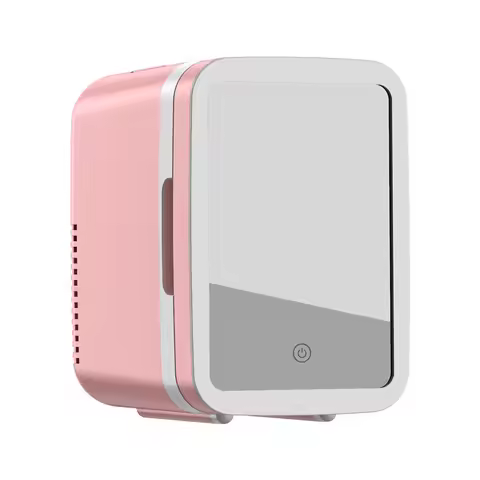 4L Mini Fridge Cooler Warmer with HD Makeup Mirror Ring Fill Light AC/DC Portable Beauty Refrigerato