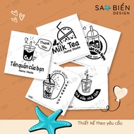 50/100/200 milk tea bottle stickers, stickers, waterproof 5x5 cm. Print according to y/c. SEA STAR