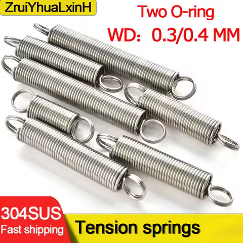 5/1Pcs 304 Stainless Steel O-ring Spiral Tension Spring, Steel Wire Diameter: 0.3/0.4mm Outer Diamet