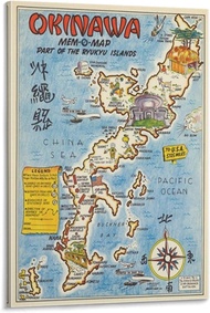Lindanshop Okinawa โปสเตอร์แผนที่ญี่ปุ่น Ryukyu เกาะ945โปสเตอร์ผ้าใบห้องนั่งเล่นผนังโปสเตอร์ผ้าใบโปส