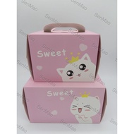 [SG Seller] Cake Box with Base / Baking Packaging Box Sweet Cat ( Pink ) 6 Inch  8 Inch