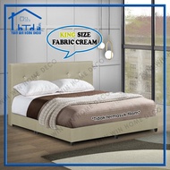 [Twin Win Home] JORDAN Fabric King Size Bed frame/Headboard + Bed Base - Cream