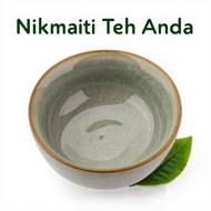 Green Ceramic Tea Cup with Yellow Rim, Small 6×6×3.5cm, 80g