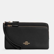 BIG SALE! DOMPET WANITA BRANDED COACH DOUBLE ZIP WALLET BLACK ORIGINAL