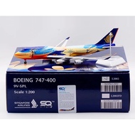L2002 Alloy Collectible Plane Gift SQ Wings 1:200 Singapore Airlines Boeing B747-400 Diecast Aircraf