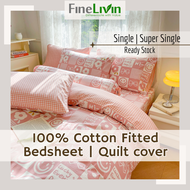 Finelivin Single / Super Single Fitted Bedsheet Set | Full Cotton