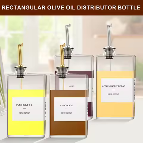 Glass Seasoning Bottle Dispenser 350ml Olive Oil Vinegar Bottle with Sort Sticker Kitchen Gadget Vin