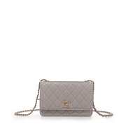 Chanel Grey Quilted Lambskin Trendy CC Wallet on Chain Pale Gold Hardware, 2022