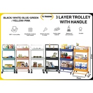 3 Tier Multifunction Storage Trolley Rack Office Shelves Home Kitchen Rack With Plastic Wheel Rack Rak Dapur Rak Serbagu