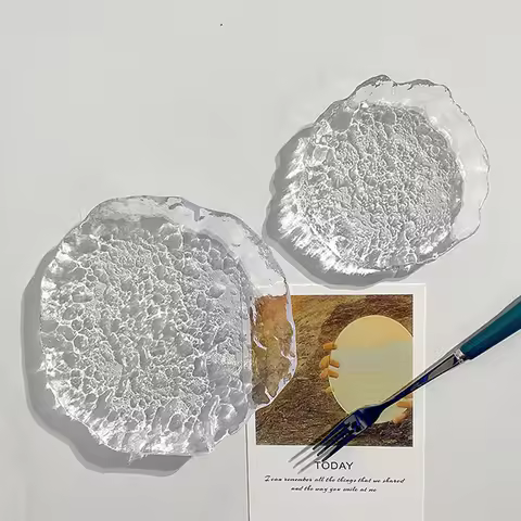 Glass Decorative Trays Dinner Plate Transparent Dinner Dish Table Tray Jewels Display Tray Dessert C