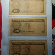Uang Kuno Asing Portugis Timor 100 Escudos 3 Lembar Vf