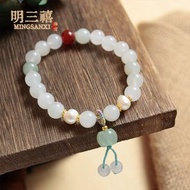 翠手串 女男金絲玉手串 白玉翡翠綠玉石珠子串珠手鏈