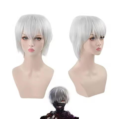 Tokyo Ghoul Ken Kaneki Cosplay Wig, High Temperature Fiber Wig for Halloween & Cosplay