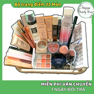 Combo 22 món X4 trang điểm mặt: Xịt khoá make-up xịt chống nắng kem nền lameila kem lót phấn phủ bộ 