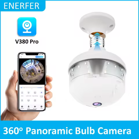 V380 PRO App 360 Panoramic View Bulb 3MP Camera Night Vision WiFi CCTV Fisheye Len Flood Light Camer