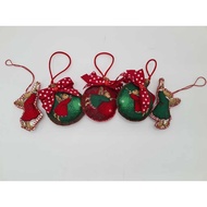 [ DAYBREAK ] Handmade Attractive Cotton Christmas Ornament Set (B)  ( 3 Bells + 2 Angels )