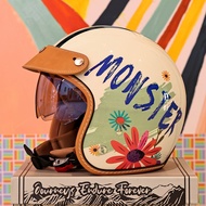 Topi keledar Retro JEF Taiwan untuk Wanita, Topi keledar Separuh Motosikal Cruiser untuk Lelaki, Top