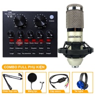 (Xã Kho - Giá Sốc) Dàn Hát Thu Âm Sound-Card V8 + Micro BM900 Live Stream Oneline Tại Nhà Bộ Combo