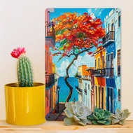 1pc 8x12 Inch Puerto Rico Style Wall Art Poster, Old San Juan Landscape Landmark, Vintage Wall Decor