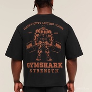 GYM SHARK SHARK Muscle Sports Fitness Men Oversized T-Shirt Fashion Trendy Casual SHARK Short-Sleeve