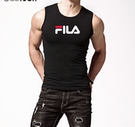 Men U-neck Men Gym Singlet Tank Tops Loose Breathable Bodybuilding Tops for Summer T-shirt Black