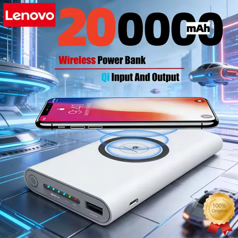 Lenovo 200000mah Power Bank Two-way Wireless Fast Charging Power bank Portable Charger Type-c Extern