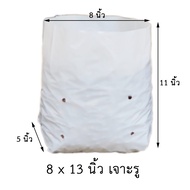 8x13 นิ้ว เจาะรู ถุงปลูกเมล่อน มะเขือเทศ สีขาว เกรด A เนื้อ HD (10 20 30ใบ)