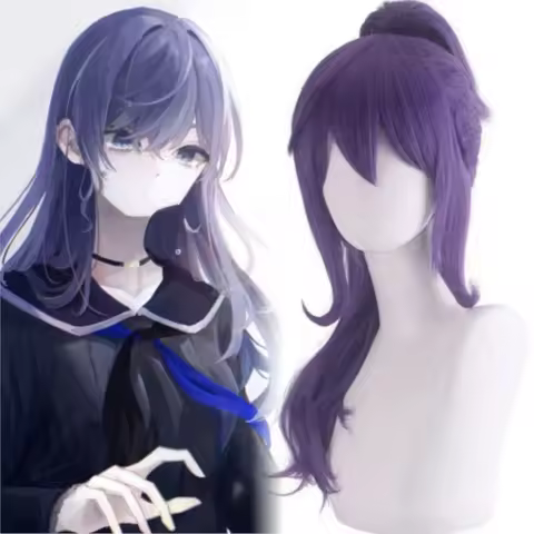 Anime Asahina Mafuyu Wig Anime Project Sekai Colorful Stage! Cosplay Wig Long Dark Purple Ponytail W