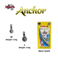 SAWA-D Anchor Fishing Lead Weight Swivel Sinker M 4.4g L 6.4g