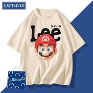 LEE DAVID Mario ลำลองแขนสั้นผู้ชายเสื้อแจ็คเก็ตนักเรียนคู่แขนสั้นเสื้อยืด Light blue 4XL