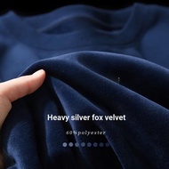 Navy Blue 600G Heavy Loose Round Neck Sweatshirt Winter Fleece Lining Simple Casual Solid Color All-