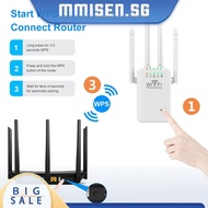 [mmisen.sg] WiFi Extender Booster 2.4 GHz 300Mbps Easy Setup 4 Antenna Long Range for Home