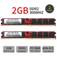 PC RAM 2PCS 2GB PC2-6400U DIMM DDR2 800MHz intel Non ECC Computer Desktop RAM AD22