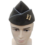 WWII US OFFICER ARMY CAPTAIN BADGE CAP PARATROOPER GREEN WOOL GARRISON HAT XL 60
