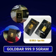 Goldbar 999.9 MAA 5 gram | Goldbar 5 gram | Goldbar MAA slotcard yang boleh dibuka