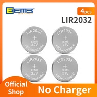 EEMB LIR2032 /Charger(optional)  Button Battery 2032 45mAh 3.7V Rechargeable Battery Lithium Cell Co