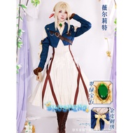 Anime Violet Evergarden Cosplay Violet Evergarden Full Set Wig Suit Women Long Skirt Costume Dress