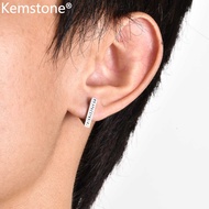 Kemstone thép không gỉ hình tam giác Viking Biểu tượng bông tai nam bạc mạ vàng đen khuyên tai tròn